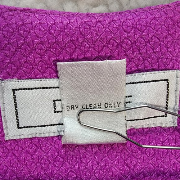 Vintage 90s D.Vine Magenta Textured Scoop Neck Ruffle Maximalist Unique Blazer - Picture 14 of 15